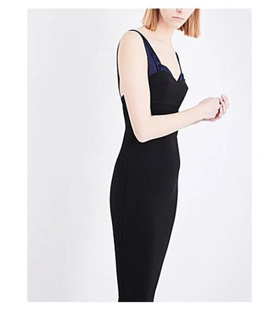 Shop Victoria Beckham Trompe L'oeil Fitted Stretch-crepe Dress In Black