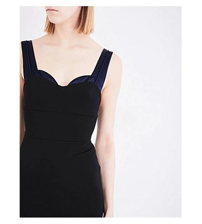 Shop Victoria Beckham Trompe L'oeil Fitted Stretch-crepe Dress In Black
