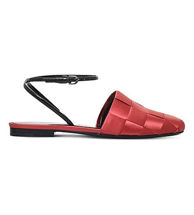Shop Marco De Vincenzo Basket Weave Satin Sandals In Red
