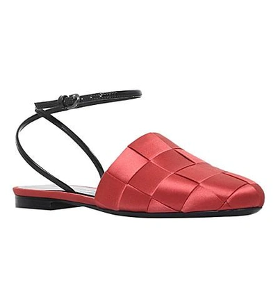 Shop Marco De Vincenzo Basket Weave Satin Sandals In Red