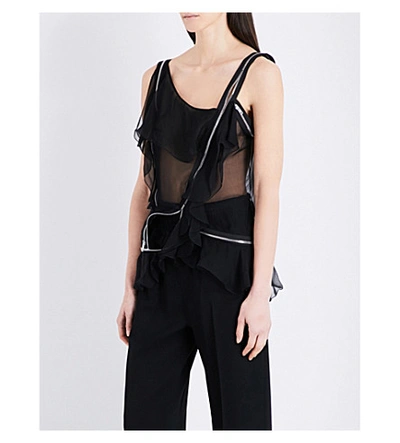 Givenchy Ruffled Silk-chiffon Top In Black