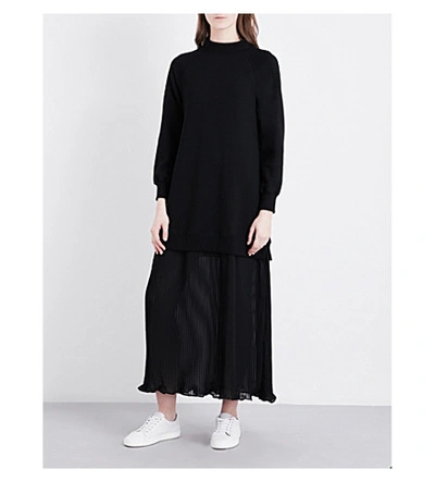 Miharayasuhiro Contrast-overlay Jersey Dress In Black