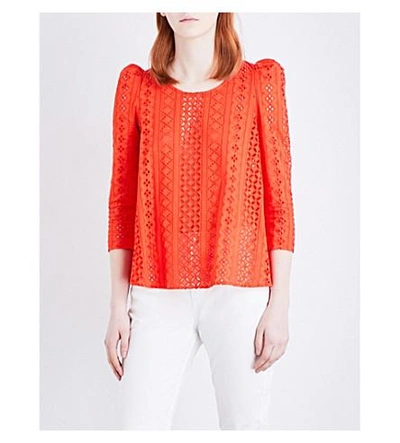 Shop Claudie Pierlot Banc Broderie Anglaise Top In Orange