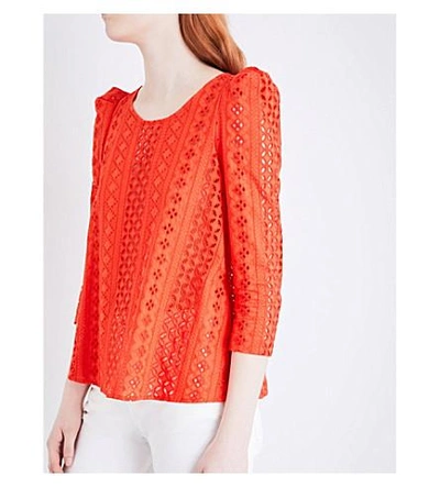 Shop Claudie Pierlot Banc Broderie Anglaise Top In Orange