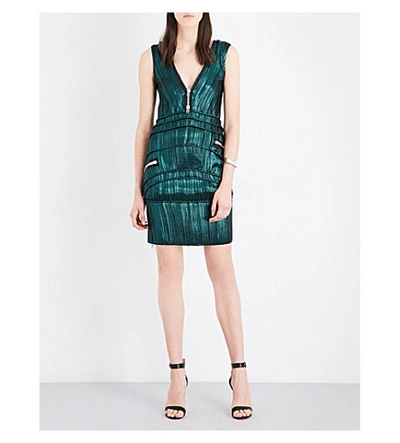 Givenchy Zip-detailed Silk-blend Dress In Green