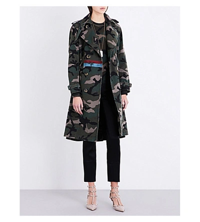 Valentino Camouflage-print Cotton-gabardine Trench Coat