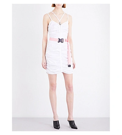 Alyx Ruched Stretch-cotton Mini Dress In White