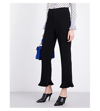 Shop Altuzarra Taos Ruffled Wide-leg Crepe Trousers In Black