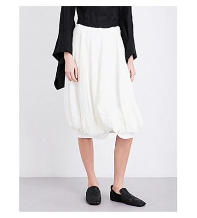 Shop Loewe Balloon Linen Skirt In White