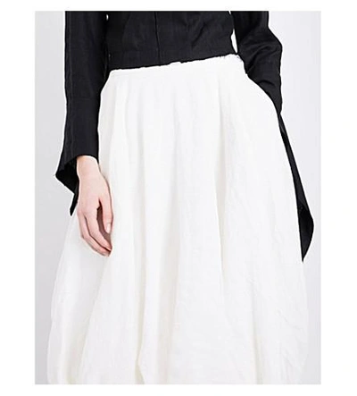 Shop Loewe Balloon Linen Skirt In White