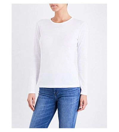 Shop Sunspel Long-sleeve Cotton-jersey Top In White