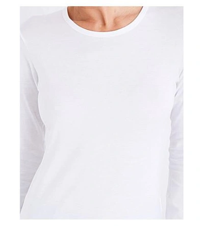Shop Sunspel Long-sleeve Cotton-jersey Top In White