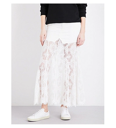 Shop Mcq By Alexander Mcqueen Lace Panel High-rise Skirt In Ivory