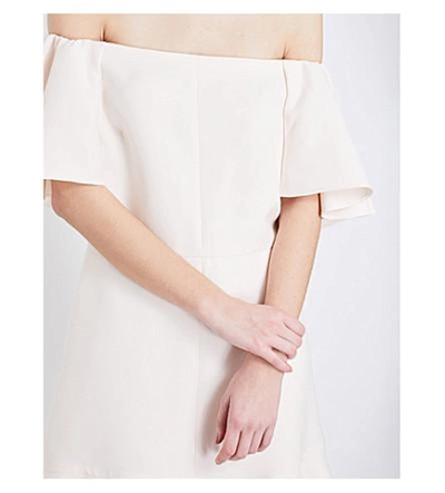 Shop Valentino Off-the-shoulder Wool And Silk-blend Mini Dress In Wht