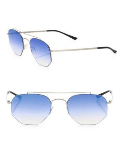 Kyme 52mm Hexagon Sunglasses In Silver Blue