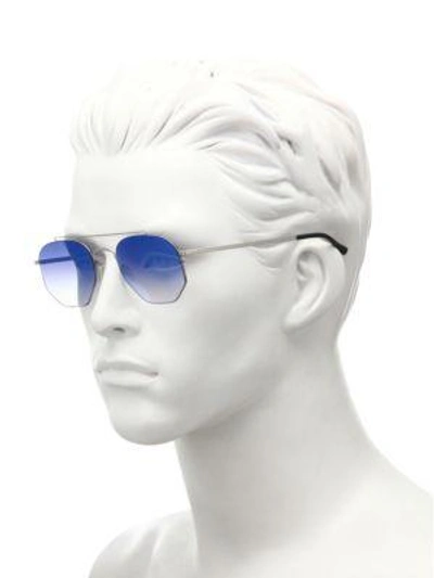 Shop Kyme 52mm Hexagon Sunglasses In Silver Blue