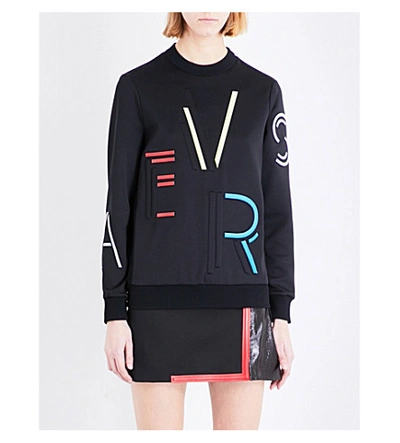 Shop Versace Letters-embossed Neoprene Sweatshirt In Nero