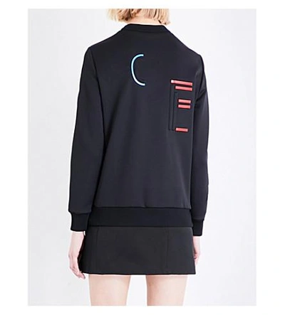Shop Versace Letters-embossed Neoprene Sweatshirt In Nero