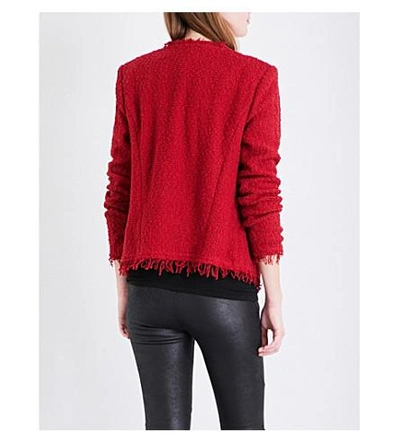 Shop Iro Shavani Fringed Knitted Jacket In Grenadine