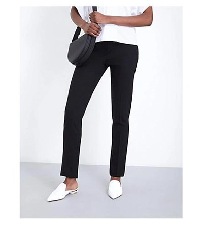 Shop Victoria Beckham Skinny Mid-rise Stretch-wool Trousers In Black