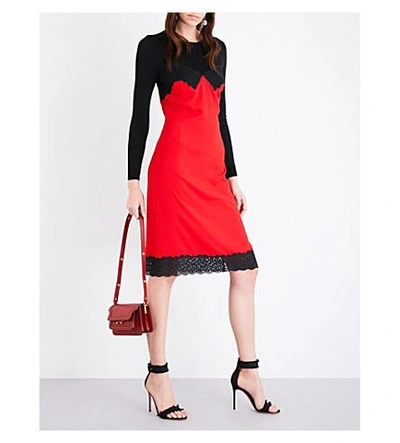 Shop Altuzarra Debbie Merino Wool And Crepe Dress In Scarlet