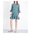 VALENTINO Bell-sleeve floral-lace mini dress