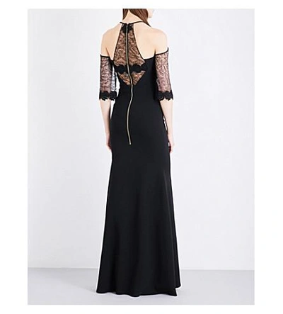 Shop Roland Mouret Carrington Crepe Cold-shoulder Gown In Black