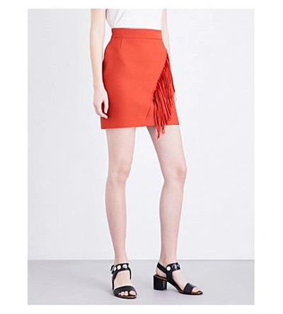 Shop Maje Jano Twill Skirt In Terracotta