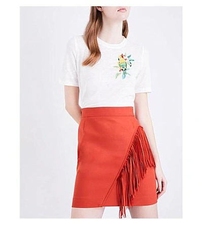 Shop Maje Jano Twill Skirt In Terracotta