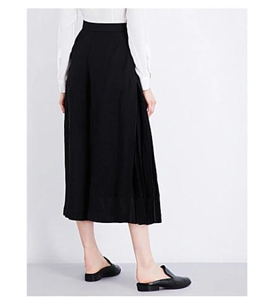 Shop Loewe Wide-leg High-rise Linen Culottes In Black