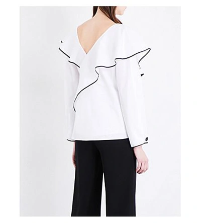 Shop Diane Von Furstenberg Ruffled Cotton Top In White