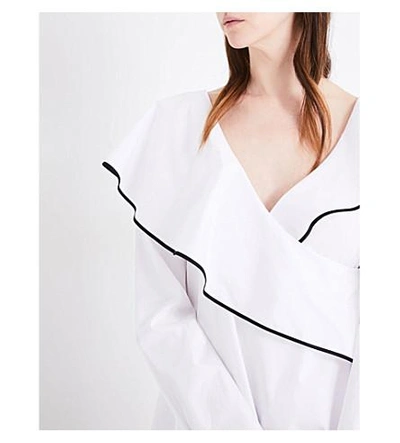 Shop Diane Von Furstenberg Ruffled Cotton Top In White