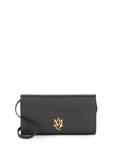 Alexander Mcqueen Solid Leather Crossbody Pouch In Black