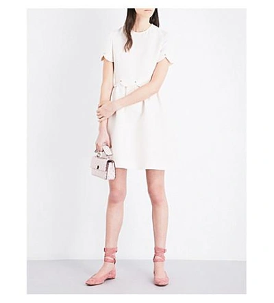 Shop Valentino Scalloped Wool And Silk-blend Dress In Ivory
