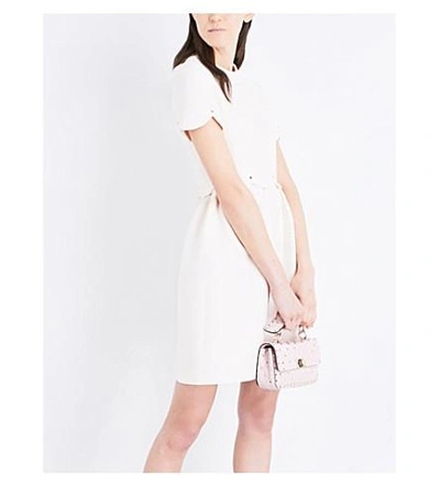 Shop Valentino Scalloped Wool And Silk-blend Dress In Ivory
