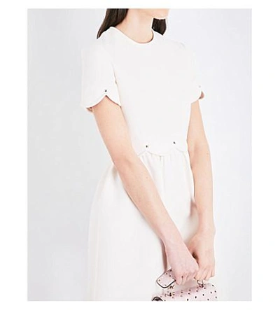 Shop Valentino Scalloped Wool And Silk-blend Dress In Ivory