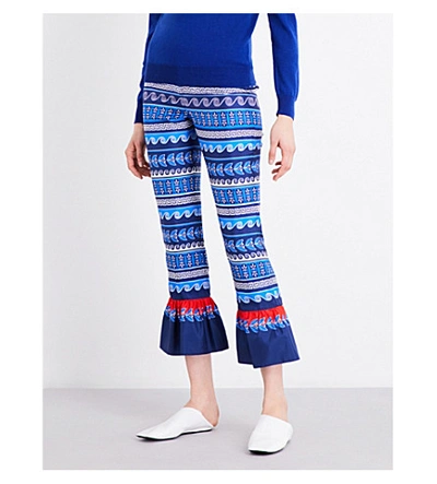 Shop Mary Katrantzou Peyote Silk-twill Trousers In Bluebird