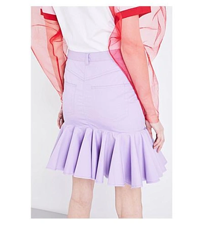 Shop Marques' Almeida Frilled Woven Skirt In Lilac
