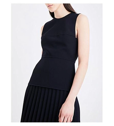 Shop Dion Lee Pleated Silk-crepe Dress In Navy