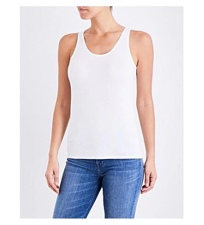 Shop Sunspel Sleeveless Cotton-jersey Top In White