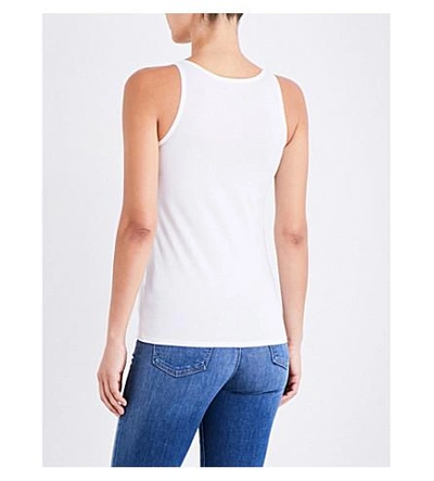 Shop Sunspel Sleeveless Cotton-jersey Top In White