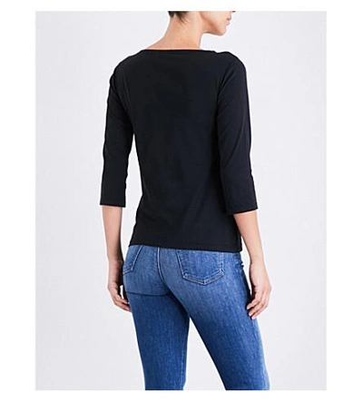 Shop Sunspel Boat Neck Cotton-jersey Top In Black