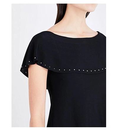 Shop Valentino Off-the-shoulder Knitted Bardot Dress In Nero
