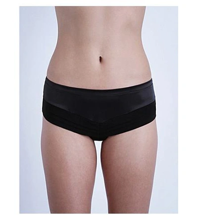 Shop La Perla Silk Essence Satin Boyshort Briefs In Black