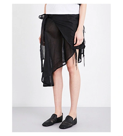 Phoebe English Waterfall-hem Silk-organza Skirt In Black