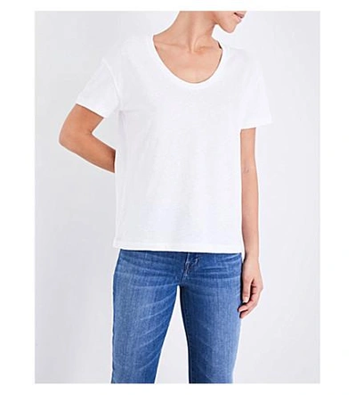 Shop Sunspel Scoop Neck Cotton-jersey Top In White