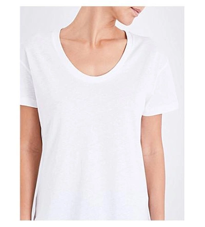 Shop Sunspel Scoop Neck Cotton-jersey Top In White