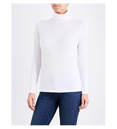 Shop Sunspel Turtleneck Cotton-jersey Top In White