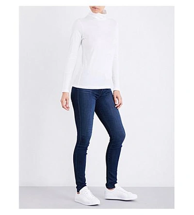 Shop Sunspel Turtleneck Cotton-jersey Top In White