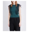 VALENTINO Floral lace-trim knitted top